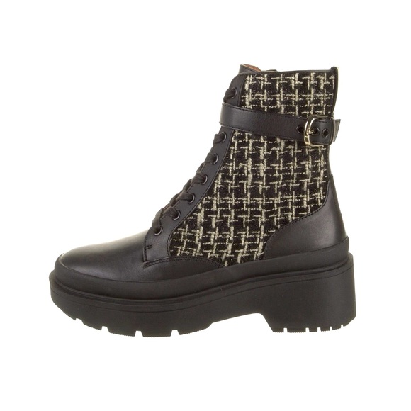 Kate Spade Winona Tweed Black Leather Ankle Combat Boots NEW 6.5 - Picture 4 of 6